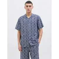 Jack & jones Overhemd 'JORSeersucker' navy / wit