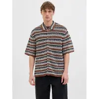 Jack & Jones Gebreid vest 'JORCorfu' bruin / zwart / wit