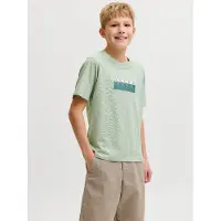 Jack & Jones JUNIOR T-shirt lichtgroen Jongens Katoen Ronde hals Printopdruk - maat 164