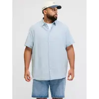 Jack & Jones 12294285 Linen Plus Size Overhemd Met Korte Mouwen