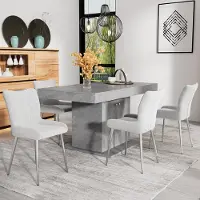 MODFU - Eetkamerstoel Set Van 4 - Fluweel - Met Metalen Poten En Lendensteun - Modern - Voor Eetkamer Of Woonkamer - Grijs