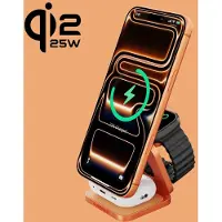 CubeNest Qi 2.2 SQ312 ultra-magnetische draadloze oplader, compatibel met MagSafe, totaal vermogen 35W, voor iPhone, Apple Watch, AirPods – oranje
