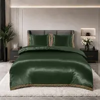 Beauty Silk Glans satijn dekbedovertrek Lace - Groen - 200x220