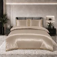 Beauty Silk Glans satijn dekbedovertrek Lace - taupe - 1-persoons