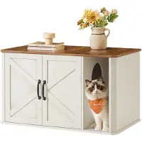 Feandrea Kattenhuis – Met vooringang – 85×48.5×50 cm – Honingbruin/Vintage wit