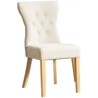 MODFU - Eetkamerstoelen - Gestoffeerd - Hoge Rugleuning - Modern - Eetkamer - Hout En Chenille - Beige