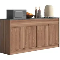 MODFU - Keukenkast - Sideboard - 3 Lades - Verstelbare Planken - Walnoot - Betonlook