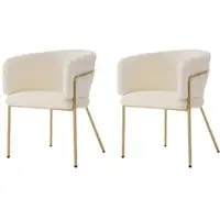 MODFU - Stoelenset - Zachte Bekleding - Metalen Poten - Moderne Stijl - Voor Woonkamer Of Slaapkamer - Kunstbont - Wit