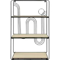 Home Styling Collection Wandplank / wandrekje Decohome - naturel/zwart - 3 niveaus - 35 x 12 x 55 cm - Foto plank