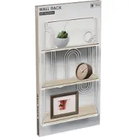 H&S Wandplank / wandrekje Decohome - naturel/wit - 3 niveaus - 35 x 12 x 55 cm - Foto plank