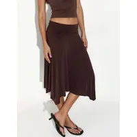 Busem Hoge Taille Maxi Rok met Drapeer Detail