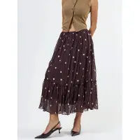 Busem Hoge Taille Polkadot Maxi Rok met Rimpels
