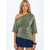 Busem Vrouwen bootneck gebreide blouse met korte mouwen