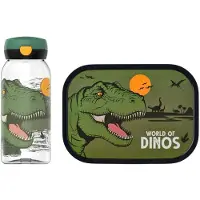Mepal Lunchset (drinkfles met flipdop & lunchbox) Campus - 600 + 750 ml - Broodtrommel en Drinkbeker voor kinderen - Bento box - Drinkfles met flipdop - Dino