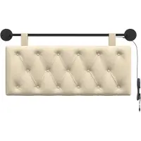 vidaXL Hangend hoofdbord Met LED-verlichting Crèmekleurig Stof