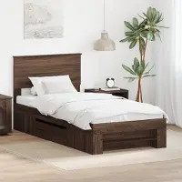 vidaXL Bedframe met hoofdeinde Bruin Eiken 80 x 200 cm Bewerkt hout