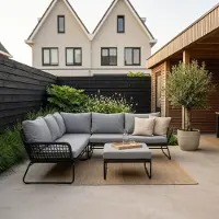 BUITEN living Potenza hoek loungeset 5 personen | aluminium + touw | Stone Grey | 4-delig - 213x213cm