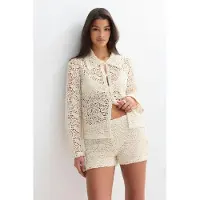Gina Tricot  - Knitted crochet shorts - Korte broeken - Wit - M - Dames