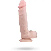 EasyToys - dildo met zuignap en ballen - 22,5 cm - huidkleurig