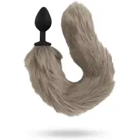 You2Toys - siliconen buttplug met staart - grijs