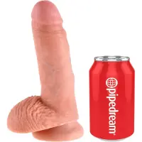 King Cock - dildo met ballen - 18 cm - huidskleur
