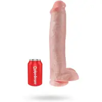 King Cock 15 - dildo met ballen en zuignap (38 cm, huidskleur)