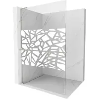 Mexen Kioto+ L Douchewand met plank Walk-in 100 x 200 , wit patroon, geborsteld nikkel - 800-100-123-97-85