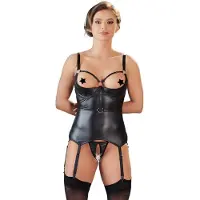 Cotelli Collection Jarretel Top met Open Cups en Open String