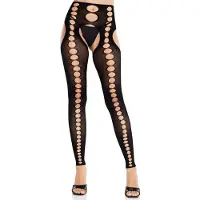 Leg avenue - Seamless Opaque Footless Kousen en jarretelgordel set - Zwart