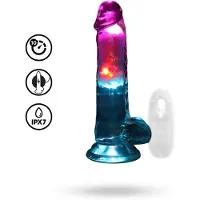 Realrock - LED Realistische Vibrator met ballen 18 cm en Zuignap