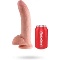 King Cock 9 - grote dildo met zuignap en ballen (23 cm, huidskleur)