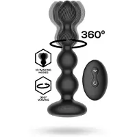 Intoyou IY Mouve - Roterende en Vibrerende Geribbelde Buttplug met Afstandsbediening - 2 motoren - Zwart