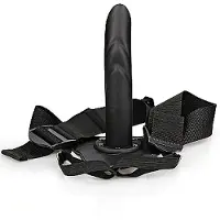 Shots Ouch - Holle Strap-on dildo met ribbels 20 cm - Zwart