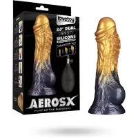 Vuxen - Dual Density Siliconen - Opblaasbare Dildo - Goud/Zwart