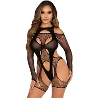 Leg avenue Fishnet Garter Harness and Teddy Black
