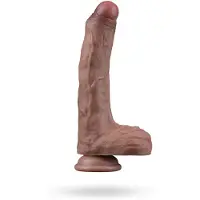 Lovetoy - Dubbellaags Siliconen Dildo - 22 cm x Ø 4,2 cm - Bruin