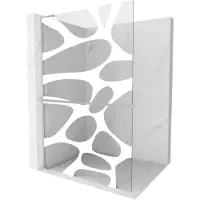 Mexen Kioto+ L douchewand met plank Walk-in 80 x 200 , witte golf, geborsteld nikkel - 800-080-123-97-97
