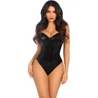 Leg avenue - Sequin Boned Bodysuit - M - Zwart