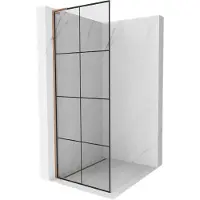 Mexen Kioto L douchewand Walk-in 80 x 200 , zwart rooster, roze goud - 800-080-103-60-77