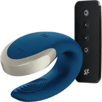 Satisfyer Double Love - App-gestuurde koppelsvibrator (blauw)