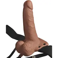 Fetish Fantasy Pipedream - 6 inch Hollow Recharge Strap On - Strap On Hollow Caramel Beige