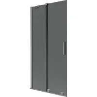 Mexen Velar badwandpaneel 2-delig schuifbaar 95 x 150 , grafiet, gun metal - 896-095-000-41-95