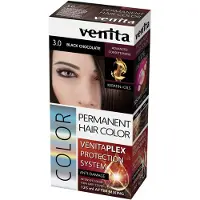 Venita PLEX Black Chocolate nr.3.0 HOOGWAARDIGE INTENSIEVE PERMANENTE Haarverf met KERATINE, NATUURLIJKE OLIËN en 3 - Voudig Haarbescherming Systeem 125ml