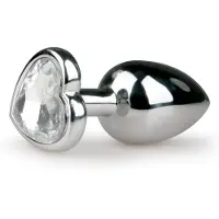 Easytoys Anal Collection Metaal No.2 - anaal plug met hartvormige steen (zilver-wit)