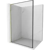 Mexen Kioto L Douchewand Walk-in 120 x 200 , zwarte rand, goud - 800-120-103-50-70