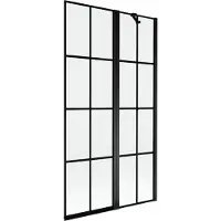 Mexen Mist badwand 2-delig rechts 100 x 150 , zwart rasters, zwart - 8A9-100-011-70-77-P