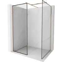 Mexen Kioto douchewand Walk-in 80 x 70 , zwarte omlijsting, geborsteld koper - 800-080-202-65-70-070