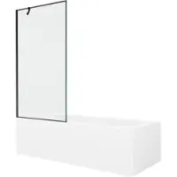 Mexen Vega rechthoekig bad 180 x 80 met omkasting en 1-delig scherm 90 , zwart patroon - 550118080X9509007070