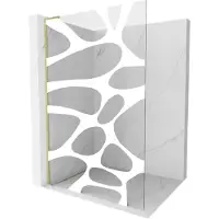 Mexen Kioto L Douchemuur Walk-in 110 x 200 , witte golf, goud geborsteld - 800-110-103-55-97