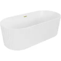 Mexen Paola vrijstaande geribbelde badkuip 170 x 80 , witte mat, gouden geborstelde overloop - 52721708001-55